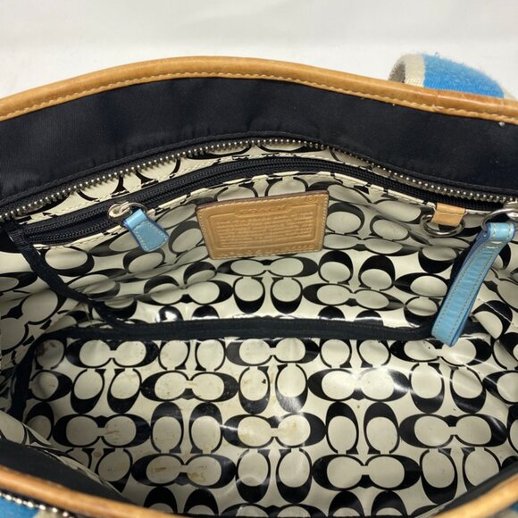 Vtg Coach Hampton Weekender 5656 Nylon Shoulder Handbag Purse Black Brown Blue - Picture 6 of 11